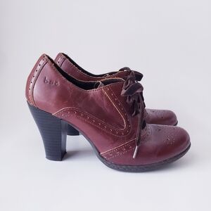 Boc Brown Leather Oxford Lace Up Heels